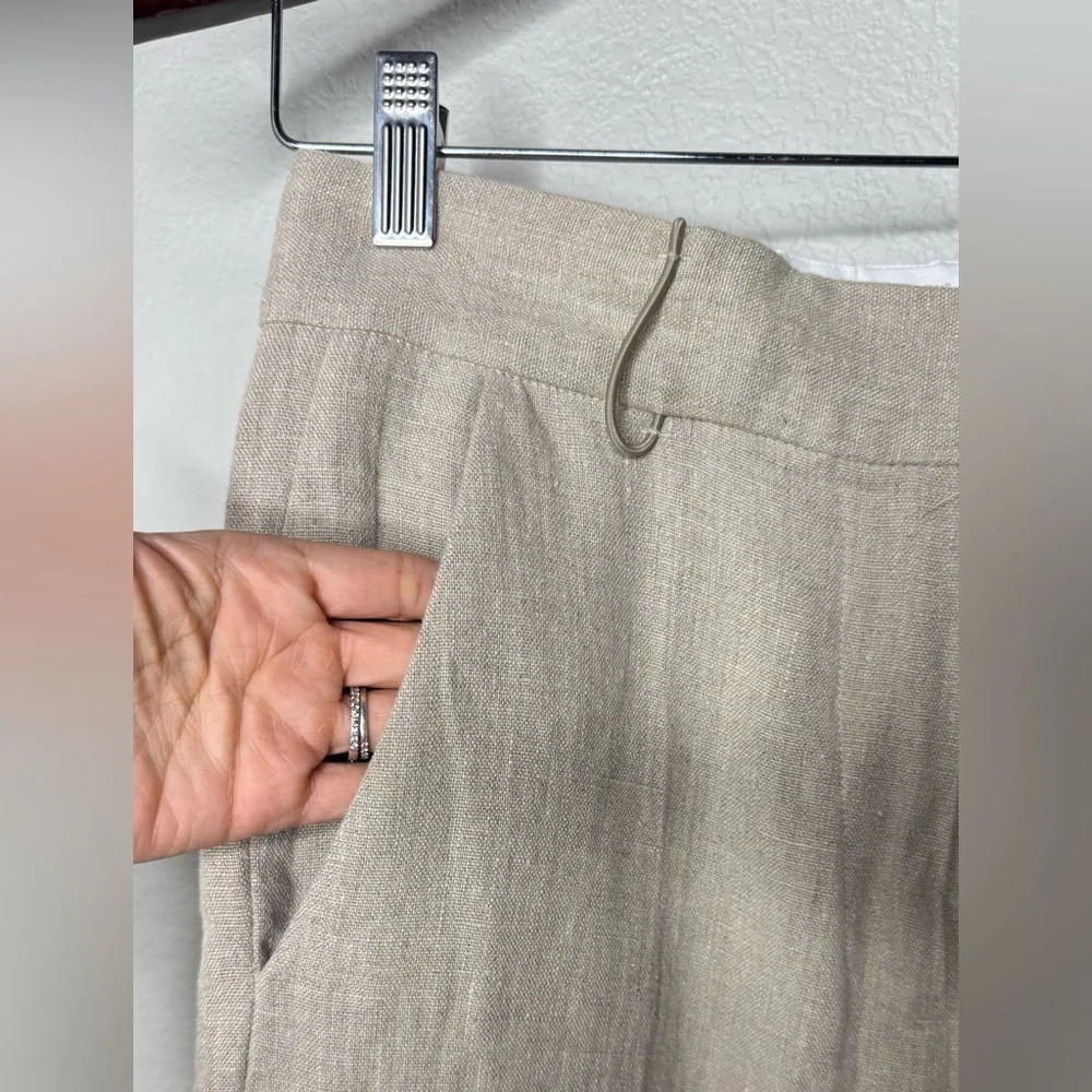 COS Wide Leg Linen Trousers 100% Linen Size 4 Natural Beige Minimalist High Rise